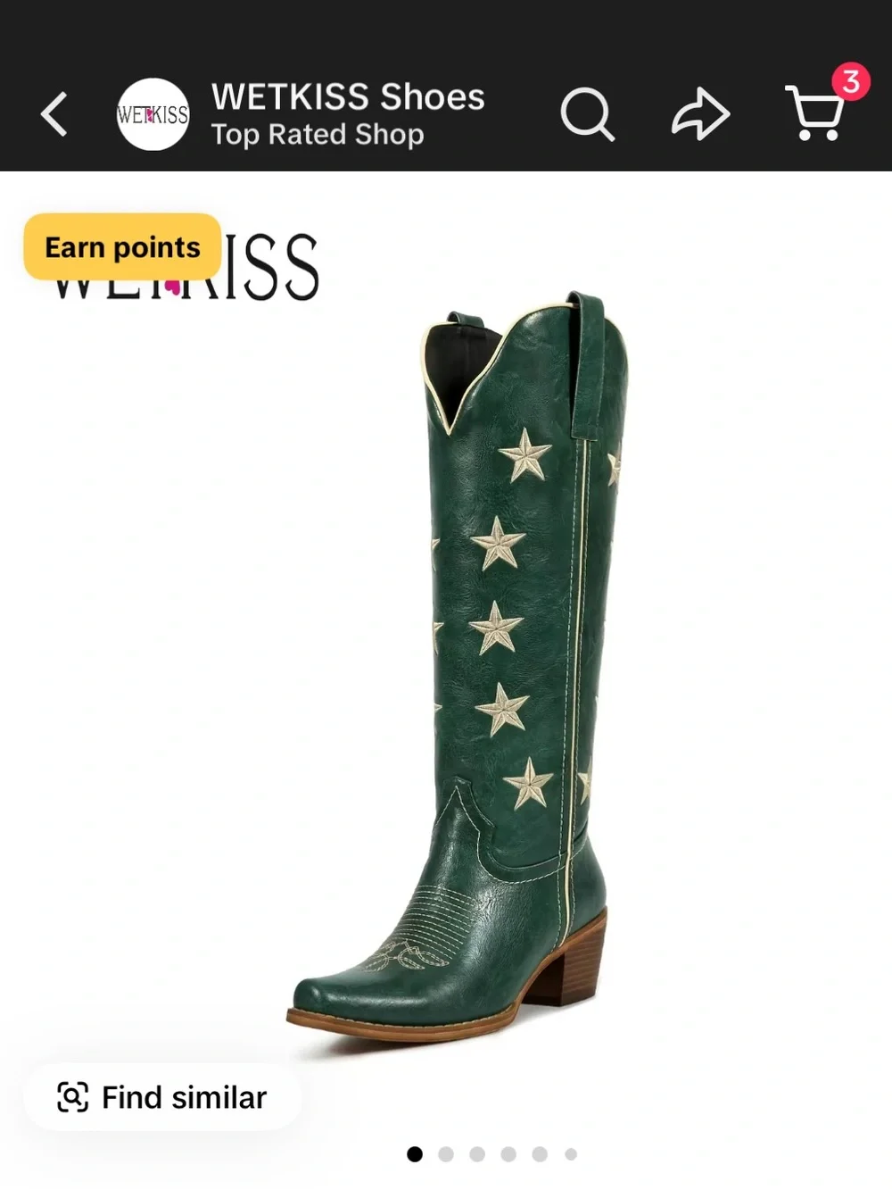 Green Star Embroidered Knee-High Western Boots